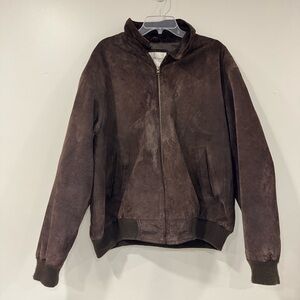Norm Thompson Dark Brown Suede Bomber Jacket Size XL